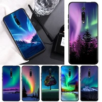 silicone black cover northern lights sky for xiaomi redmi k40 k30i k30t k30s k20 10x go s2 y2 pro ultra phone case