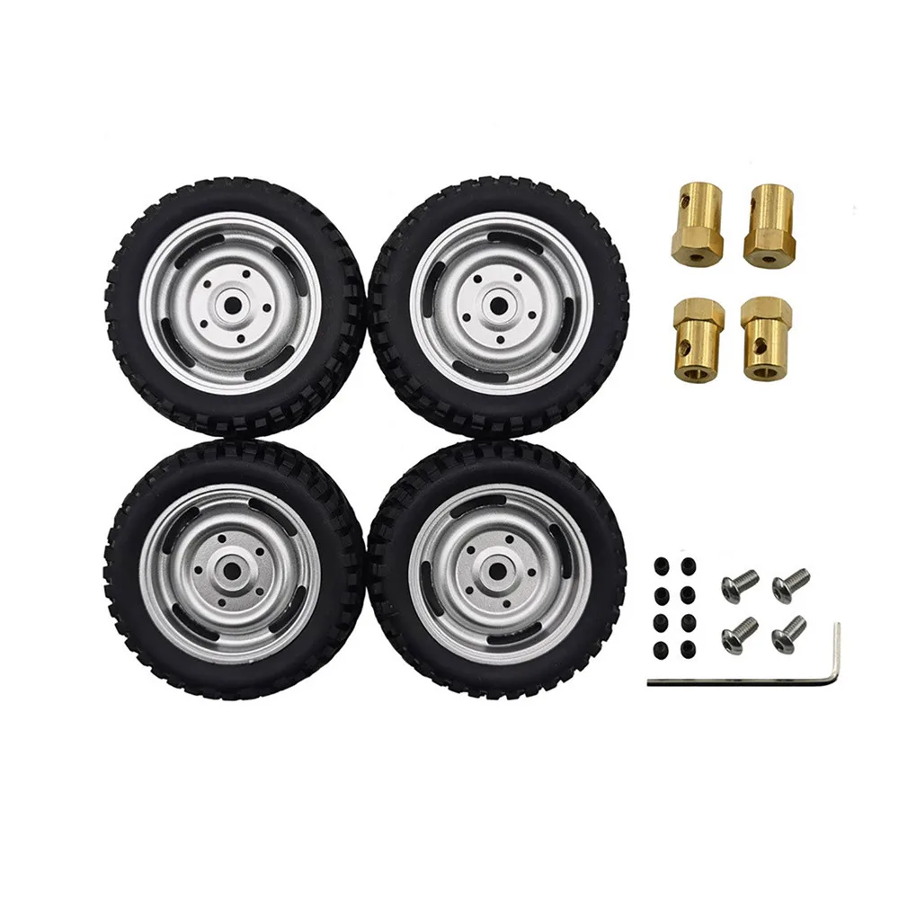 

4pcs Model Car Wheel Rims Tires with Adapter Coupler for 1/12 MN90 91 99 99S RC Car Accessories
