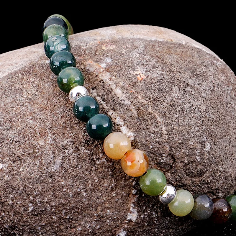 

Handmade Braided Natural Stone Bracelets Imitation Aquatic Plant Agate Feather Casting Charm Strand Bracelet for Women Pulsera