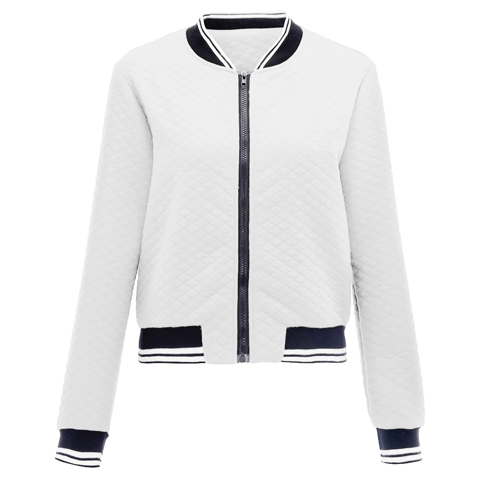 Women Spring Autumn Jackets Long Sleeve Tops Short Basic Jackets Thin Bomber Baseball Coat New Zipper Ladies Outwear D30