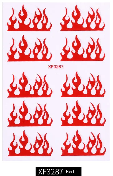 XF3287-Red Хорошо Продаем прозрачные наклейки голографические инопланетяне огненное пламя дизайн ногтей пожары Маникюр трафарет красивые украшения для ногтей 1 шт - Цвет: XF3287-Red