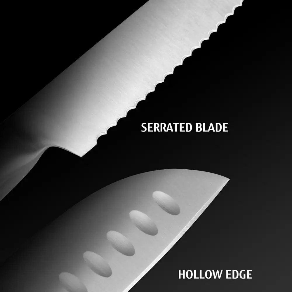 Набор кухонных ножей Hecef из 10 предметов с блоком Букового дерева|Наборы ножей| |