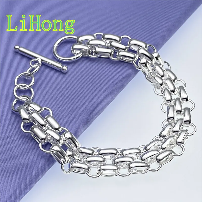 

New 925 Sterling Silver Bracelet Fashion TO Three Row Bracelet for Women & Men Glamour Jewelry Engagement Gift