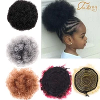 talang synthetic puff african american afro bun wrap drawstring hairpiece extension afro short kinky curly chignon clip in hair