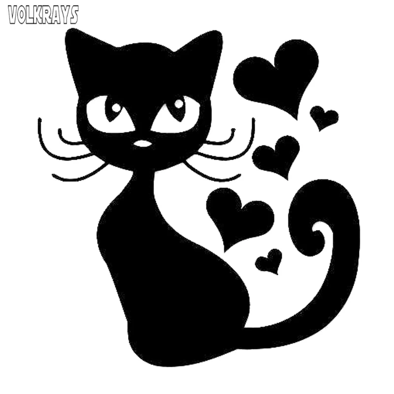 

Volkrays, мультфильм, кот, животные, автомобильные Стикеры, модные Стикеры, водонепроницаемые аксессуары, черный/серебристый ПВХ, 14 см * 14 см