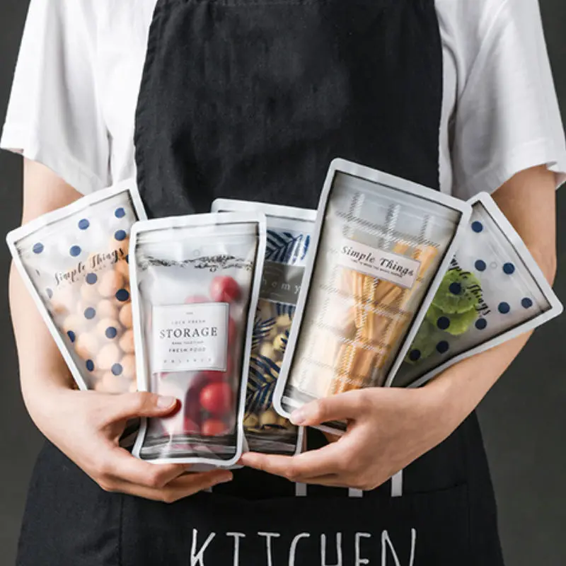 

4pcs Reusable Silicone Food Bag Zero Waste Storage Bag Eco friendly Ziplock Bags For Cookie Candy Leakproof Containers Stand Up