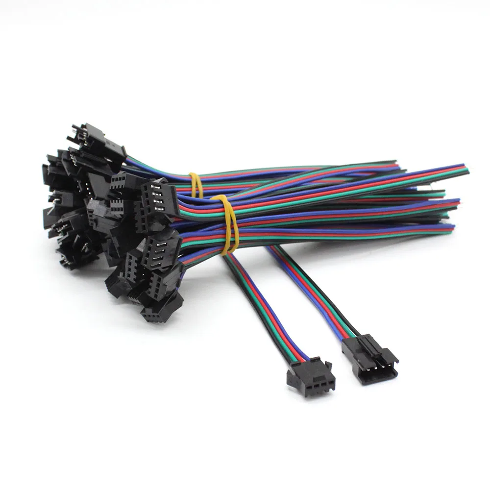 

10piars 15CM JST SM 4PIN Plug Male/Female EL Wire Cable Connector Adapter For 5050 3528 RGB LED Stip Light