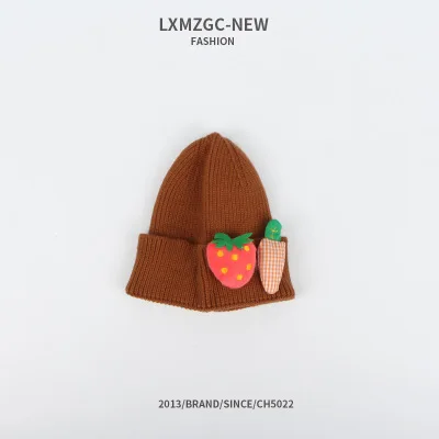 Brown CoolCheer/Новые шапки, шапка s, Детская шерстяная шапка с морковкой, карамельный цвет, осенне-зимний теплый непродуваемый вязаный головной убор - Цвет: Brown