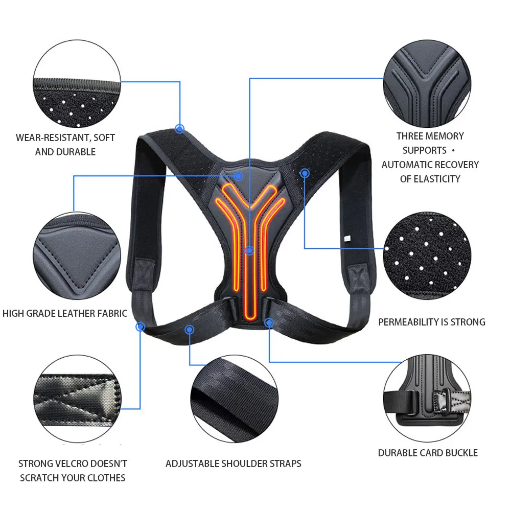 

Brace Support Belt Adjustable Back Posture Corrector Clavicle Spine Back Shoulder Lumbar Corrector Pain Relief Posture Support