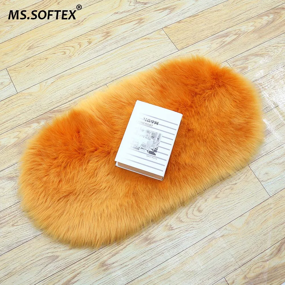 Коврик MS.SoftexSoft из искусственного меха для гостиной длинный плюшевый овальный