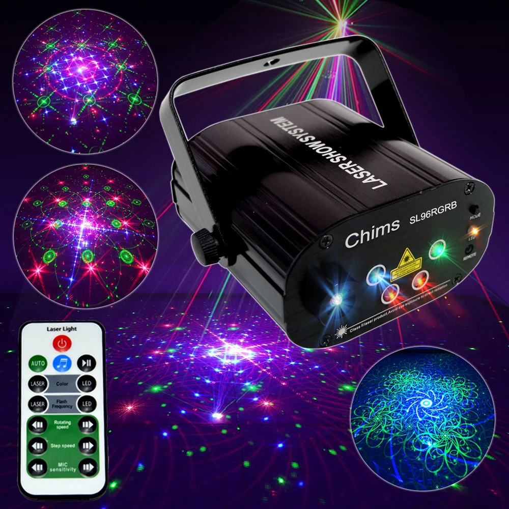 Сценический RGB-прожектор Chims, диско-лазер с 80 узорами, лазерный прожектор DJ, светодиодный светильник с эффектом s, красочный проектор для вече...