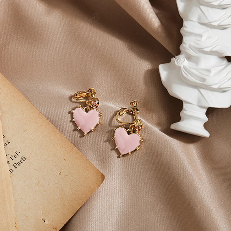 

1 Pair Statement Earrings No Ear Hole Dangle Earrings Pearl Drop Earrings Personality Ear Clip Female Jewelry Metal Temperament