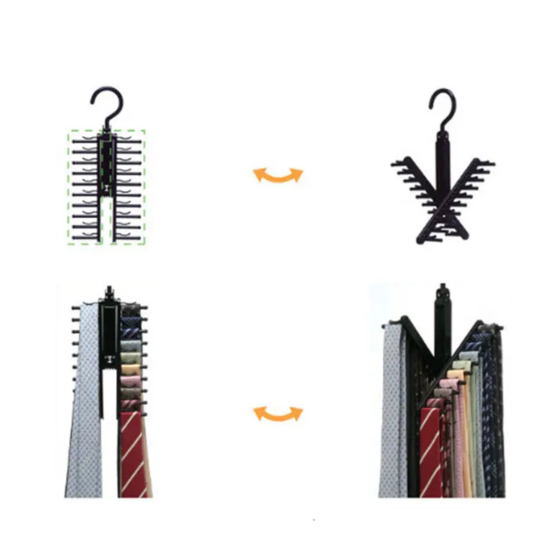 Вращающаяся вешалка для галстука регулируемая 20 рядов нескользящей крестовой