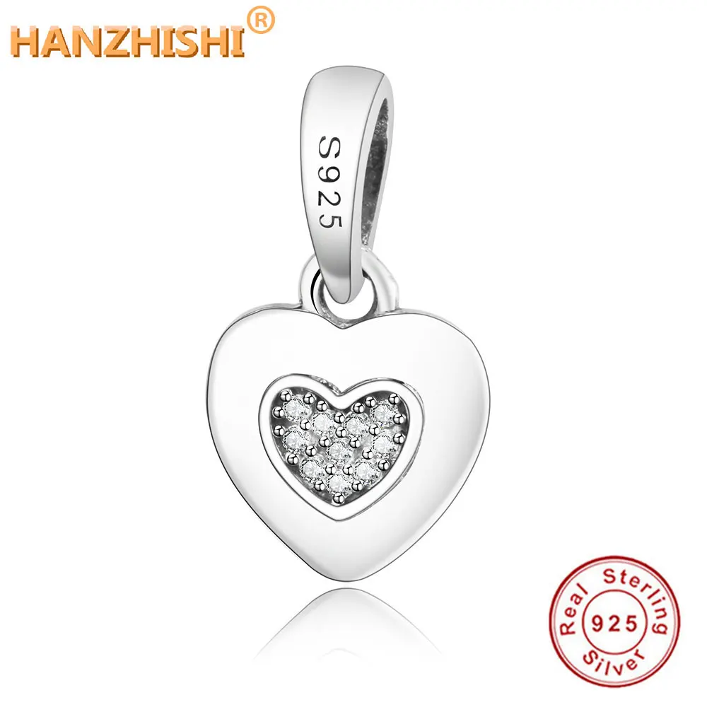 

Подлинное 925 пробы серебра в форме сердца с позолоченным кольцом с прозрачными камнями подходит к подлинным браслетам pandora Подвески подходя...