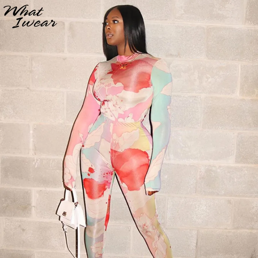 Повседневный женский комбинезон Whatiwear с цифровым принтом спортивный костюм