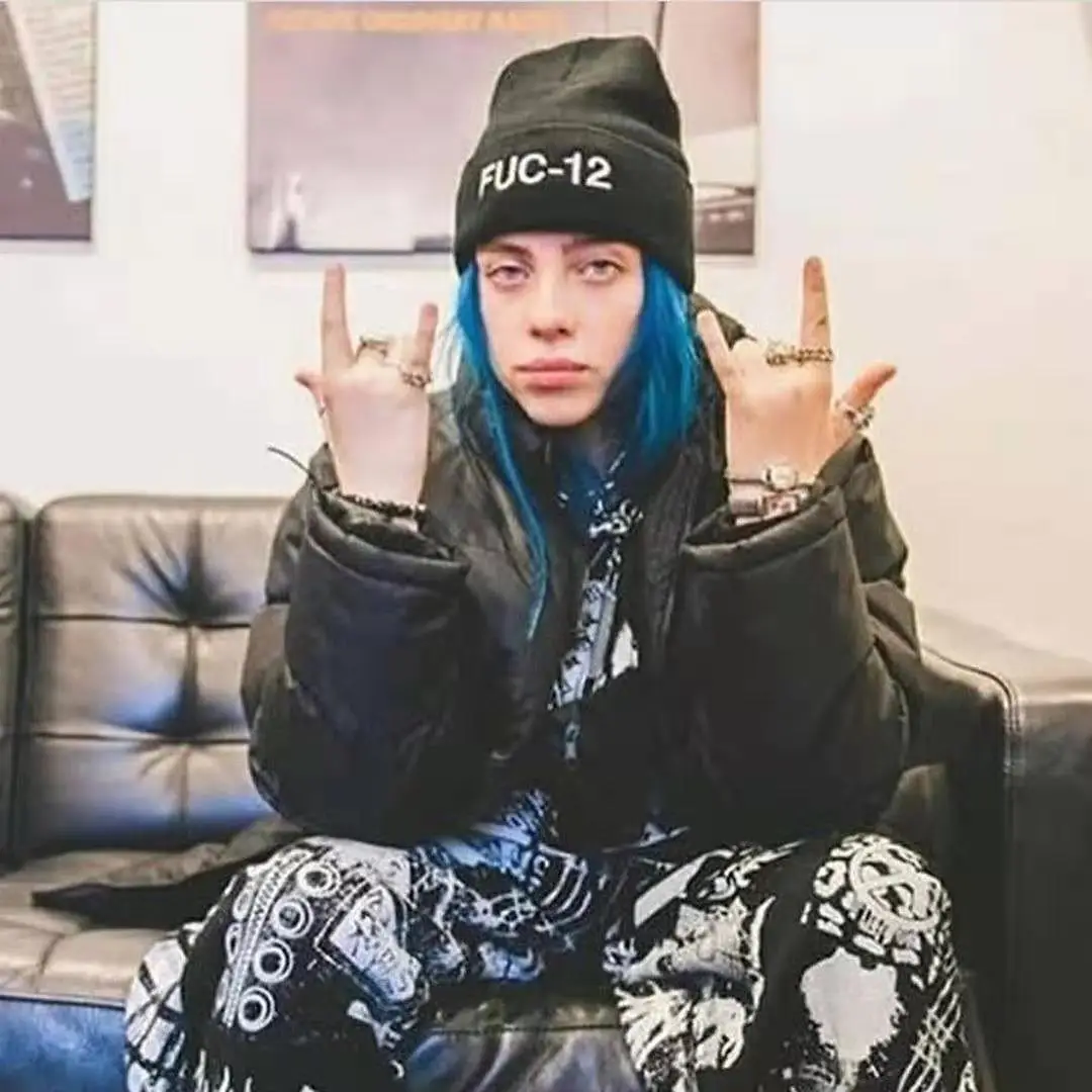 Новая Шапка-бини Billie Eilish, FUC-12, Повседневная зимняя хлопковая шапка для мужчин и женщин, однотонный вязаный берет, Прямая поставка