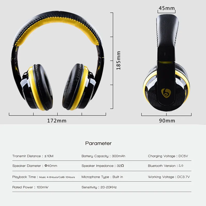 Беспроводная bluetooth-гарнитура портативные стереонаушники Unviersal с микрофоном