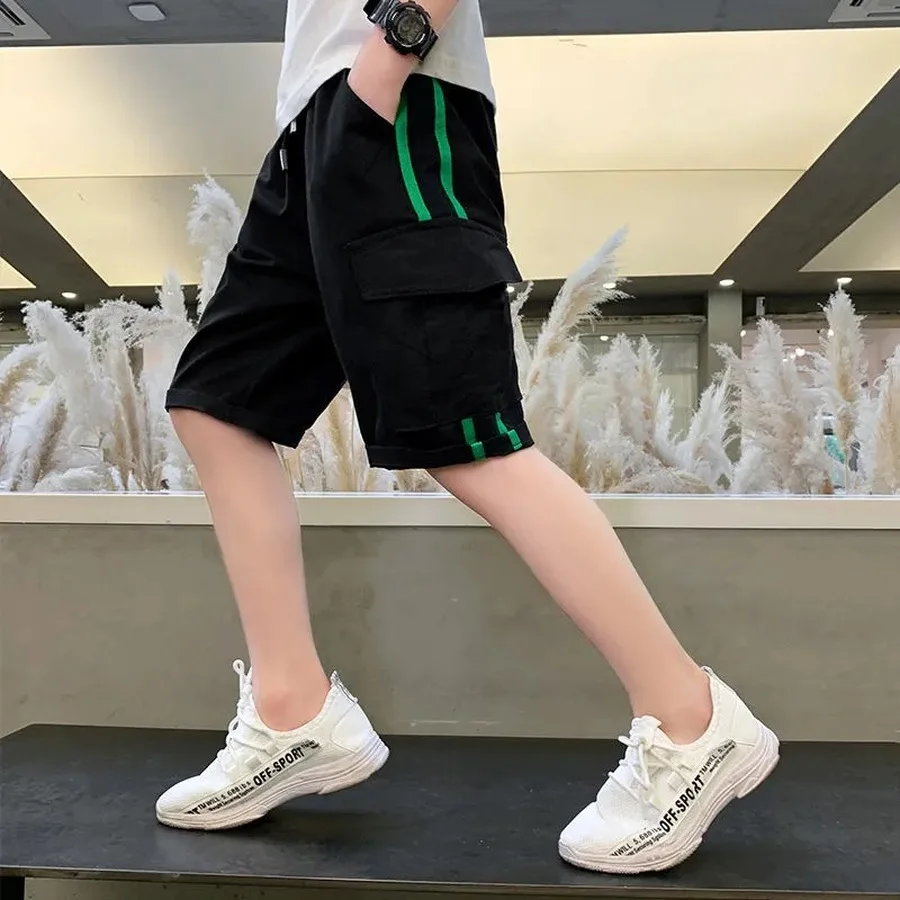 

Summer Shorts Kid Boy Pants Casual Striped Short Pant Children Sport Beach Short School Uniform Trousers for 110 To 160cm