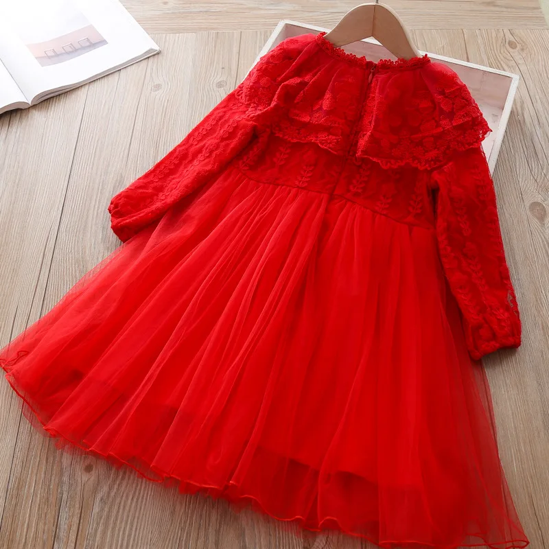 Платье для маленьких девочек кружевное детское рождественское платье с длинными