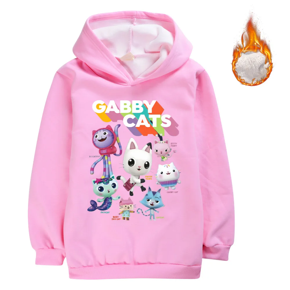 

Зимняя детская одежда с котами Gabby, утепленные Плюшевые куртки для девочек и мальчиков, модные толстовки, Теплые Топы с длинным рукавом, паль...