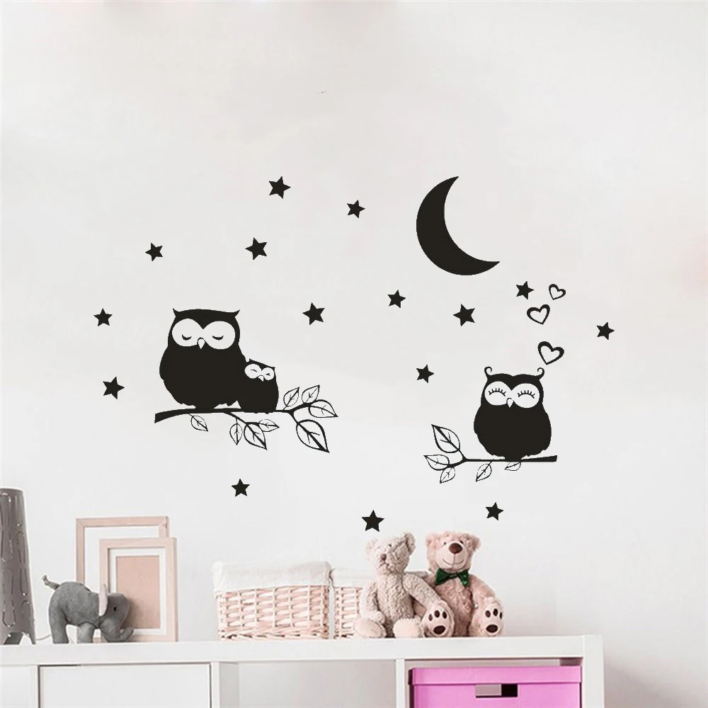 

3D Star Moon Owl Removable Switch Sticker Room Living Room Wall Stickers Art Decorative Lights wall stickers for living room