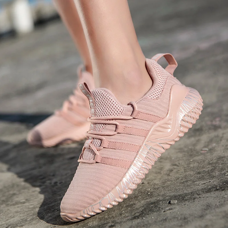 Кроссовки женские спортивные дышащая сетчатая обувь на плоской подошве для