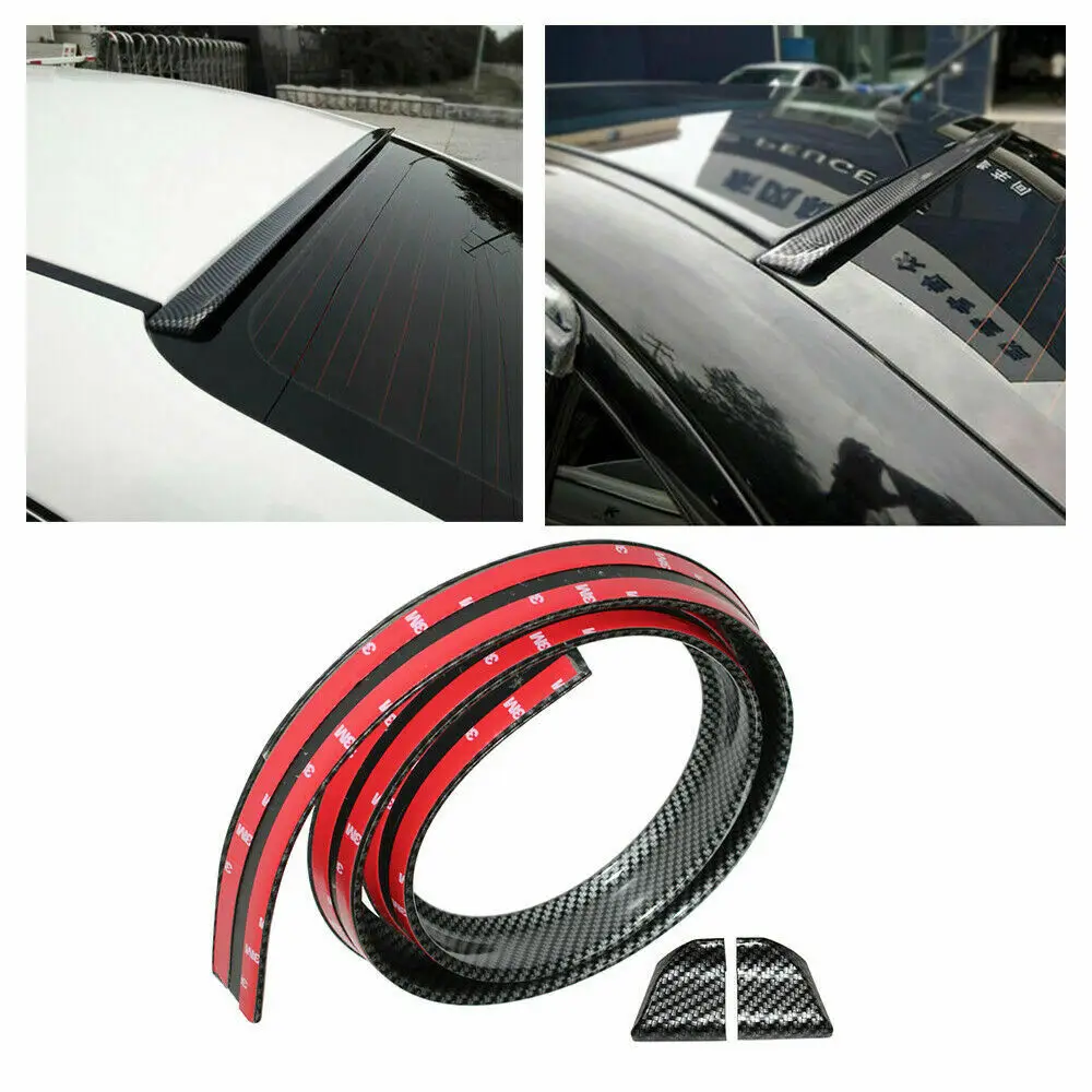 

3D Rear Roof Trunk Spoiler Wing Tail Lip 5FT Universal Carbon Fiber Look Trim 1.5M