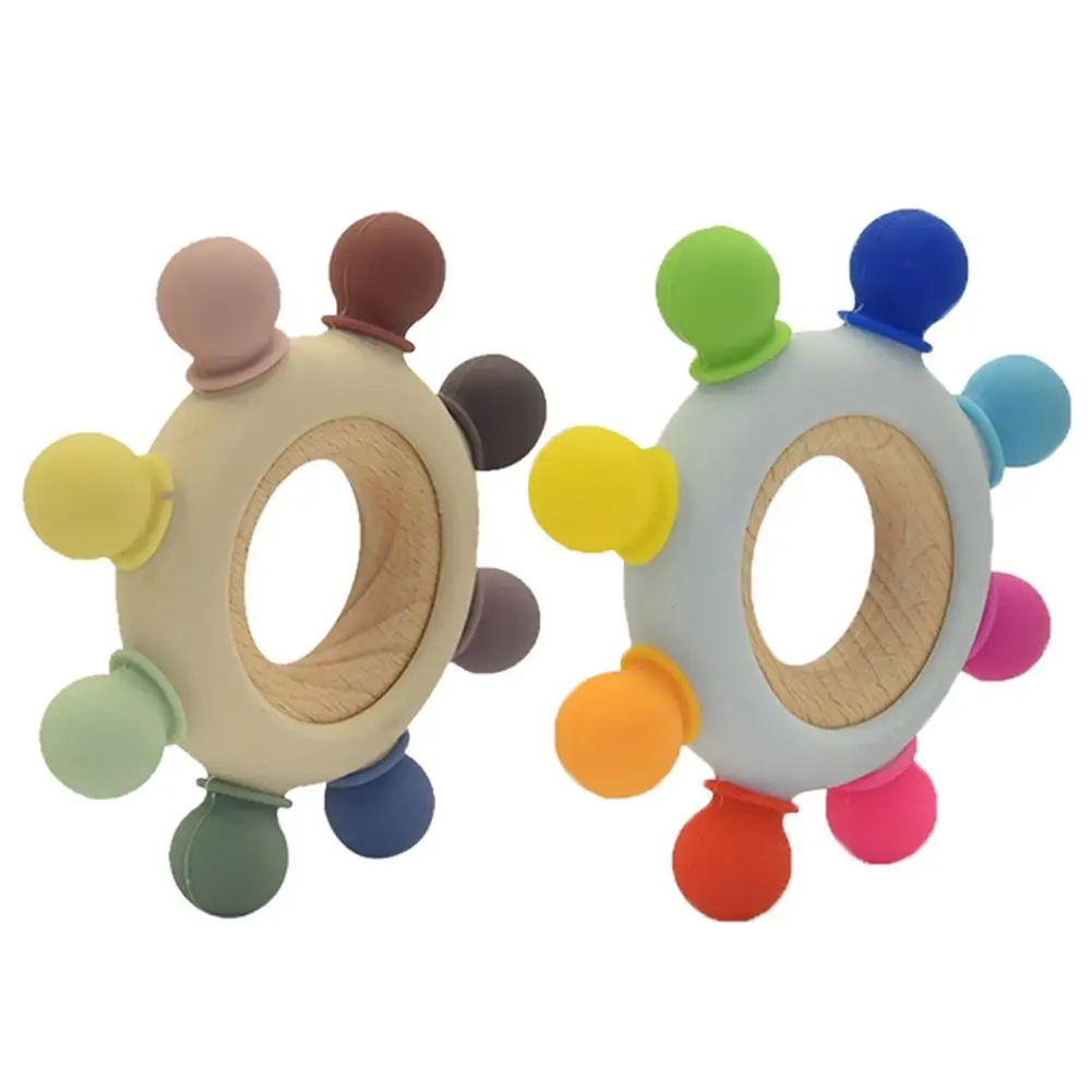 

1pc Safety Cute Baby Soft Teething Bracelet Helm Shaped Sensory Teether Toy Food Grade Silicone Teether Infant Soother Toy Gift