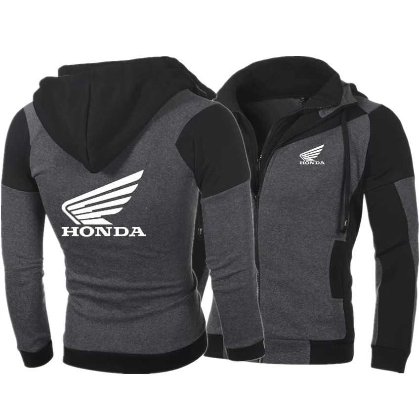 

Honda Motor 2021 Men's Fashion Double Zip Hoodie Spring Autumn Jacket Hooded Jacket Casual Zipper Sweatshirt Men's Sportswear+1