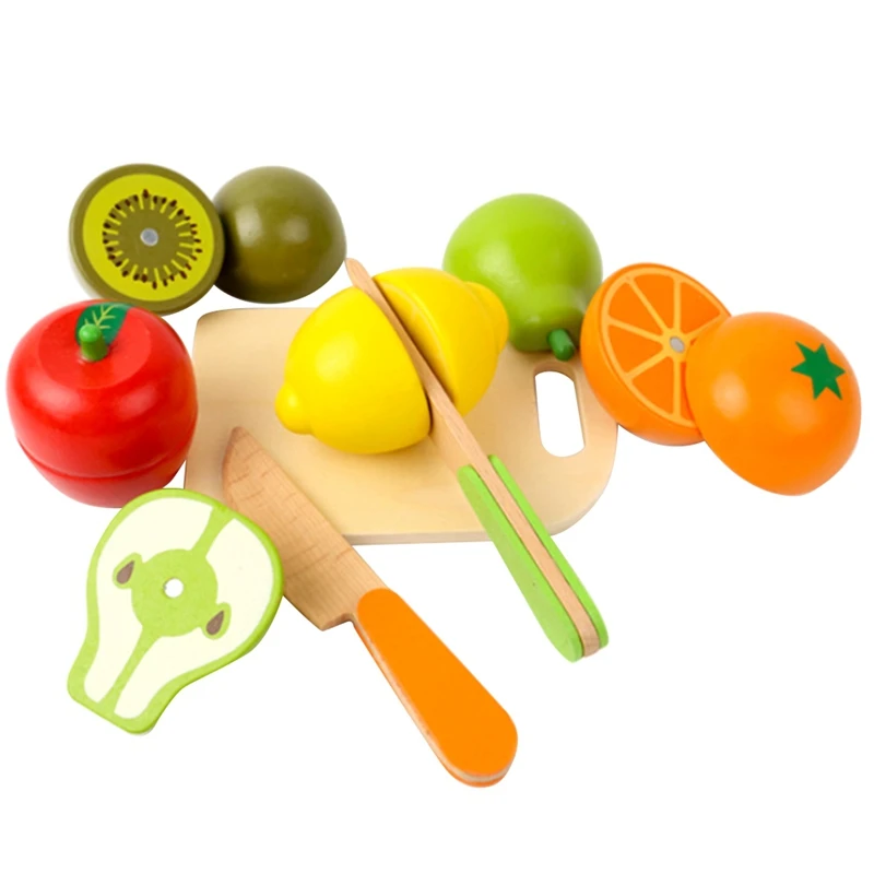 

Деревянная имитация, кухонная серия, набор для резки фруктов и овощей, Игрушки для раннего развития для детей