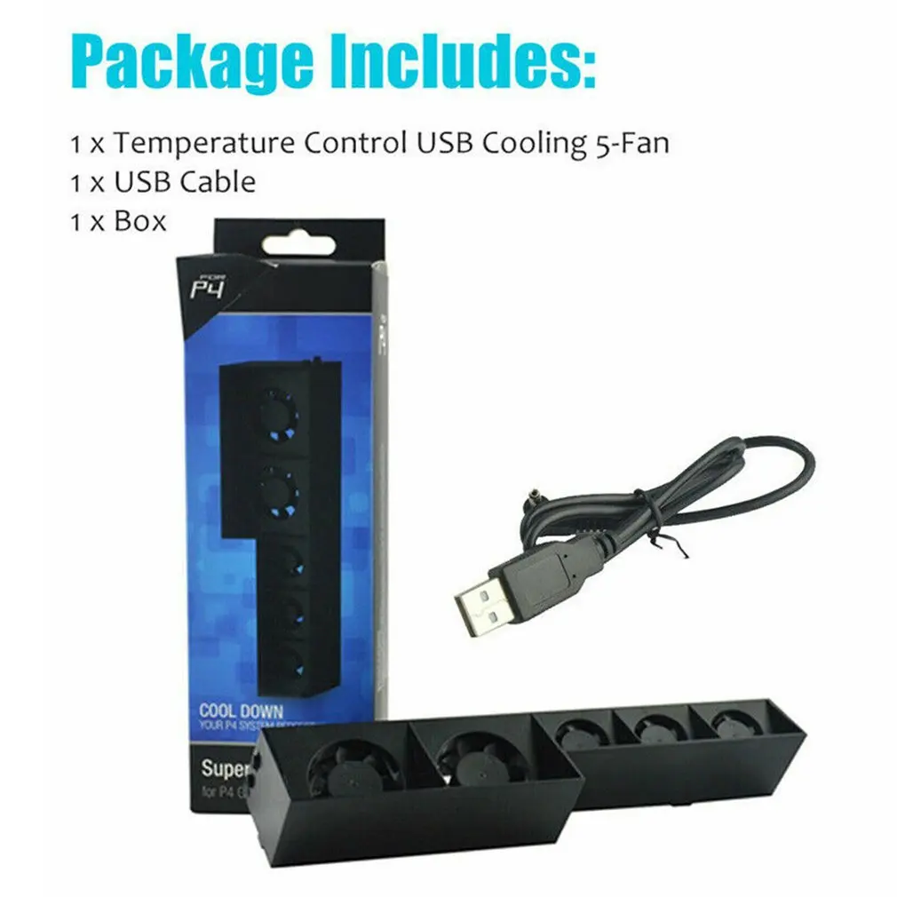 TP4-005 Smart Turbo Контроль температуры USB Вентилятор Cooler 5 для Playstation 4 PS4 излучение