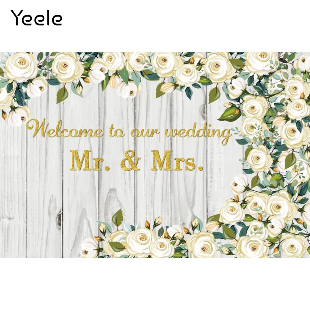 

Yeele Customizable Green Leaf Rose Floral Wedding Scene Photography Backgrounds Birthday Photocall Photo Backdrop Banner