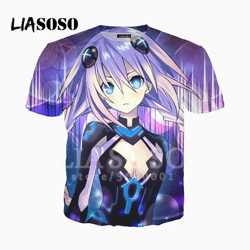 LIASOSO 3D ткани с принтом Унисекс Супер классные Нептун Hyperdimension Neptunia Noire футболка