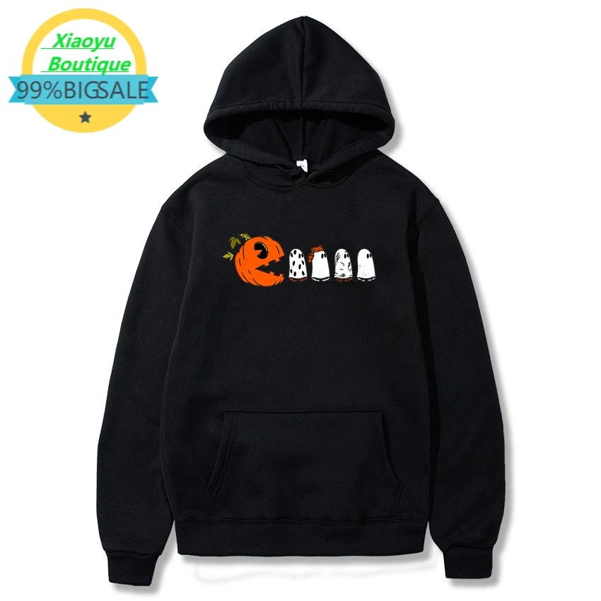 

Halloween Pumpkin Ghost Print Hoody All Hallow's Day Women Casual Hooded Clothes Autumn Winter Long Sleeve Sweatshirts