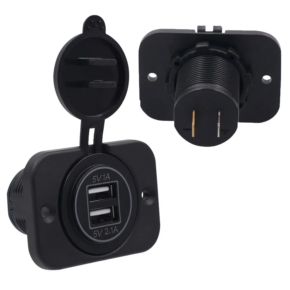 USB зарядное устройство для автомобиля Aux USB двойной разъем адаптер для мотоциклов Водонепроницаемый ABS 5 V 3.1A stopcontac Voor 12 V 24 V Auto draad