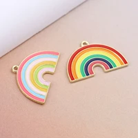 10 pcs multicolor enamel rainbow charms zinc based alloy weather collection pendants gold color for diy jewelry making 3 1x 2cm