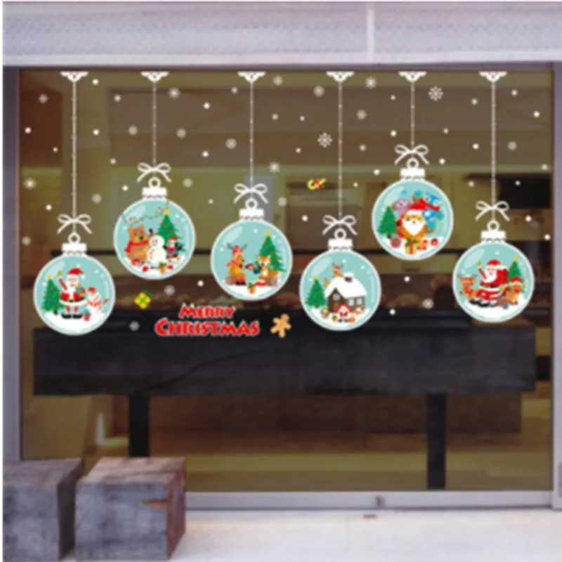 Рождественские наклейки на стену окно стекло фестиваль Декор для дома Новый год