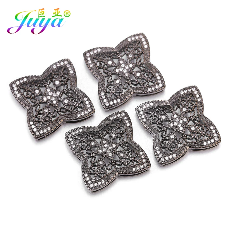 Juya Micro Pave Циркон полый цветок квадратный разъем Подвески Аксессуары для женщин Мода Жемчуг материал для изготовления ювелирных изделий
