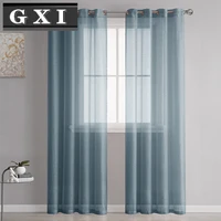 gxi solid modern sheer curtain panels for living room short curtain voile window kitchen door wedding decor tulle