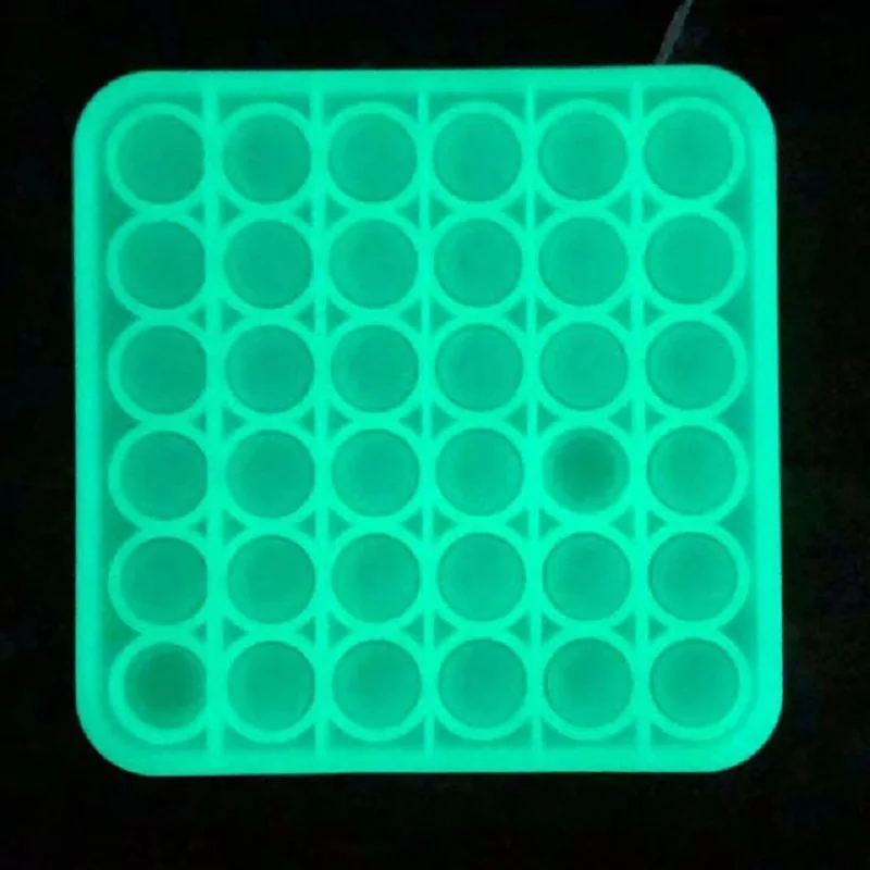 Beli 100 Buah Grosir Mainan POP Silikon Fidget Bercahaya Dalam Gelap Lesung Pipi Sederhana Mainan Berkilau Anti Stres Mainan Fidget Gelembung Tekan