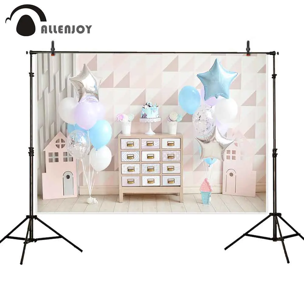 Фотофон allenjoy с декором на один год день рождения воздушные шары торт мороженое