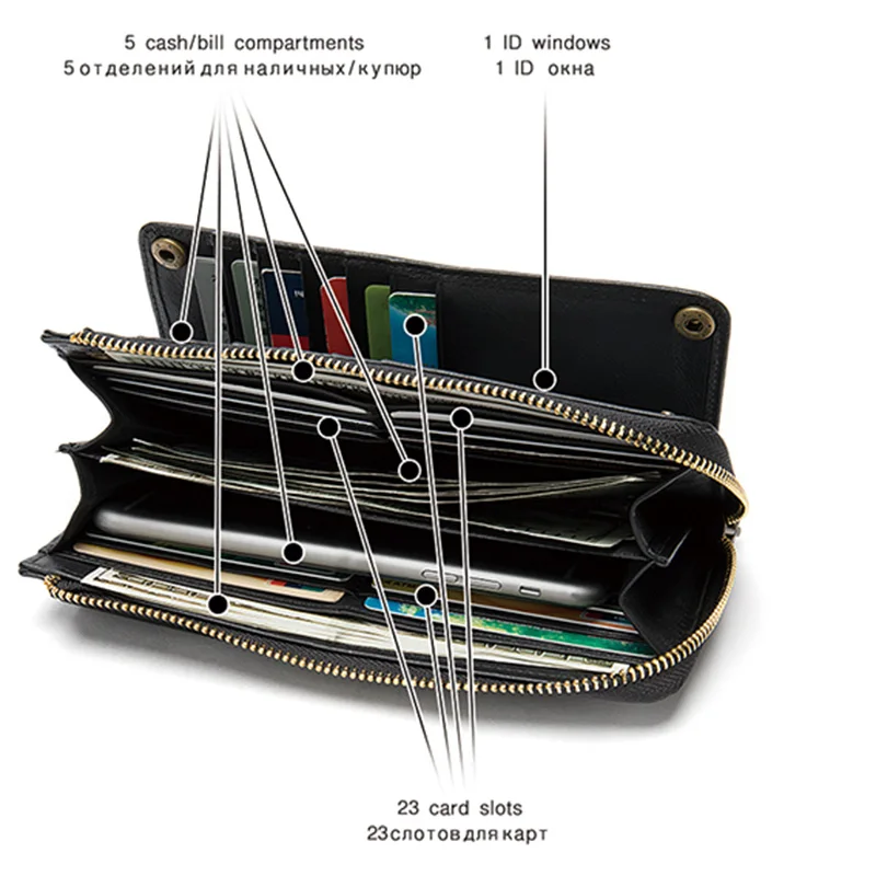 Кошельки MVA женские кошельки из натуральной кожи Женский Длинный кошелек для