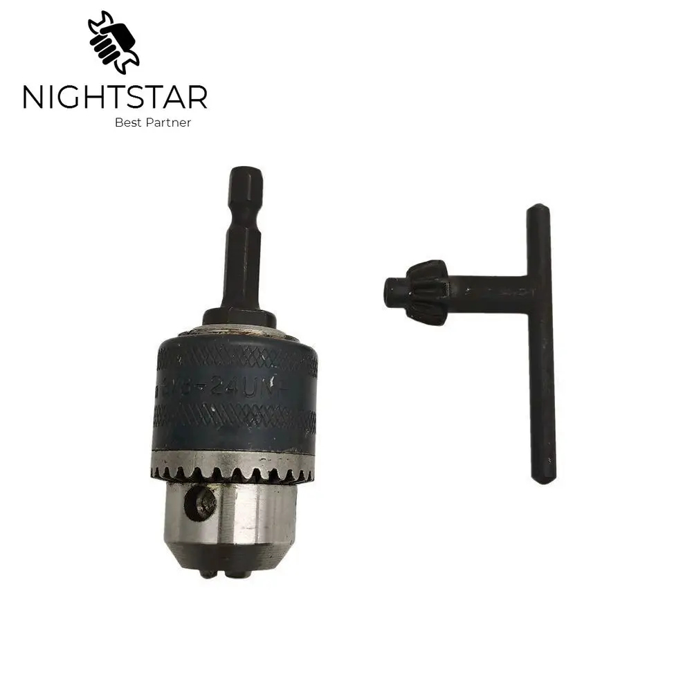 

3/8" Power Drill Chuck Conversion Kit Durable 1/4" Hex Adapter 0.6-6.5mm For Electric Drills Power Tools Accessories w/ key