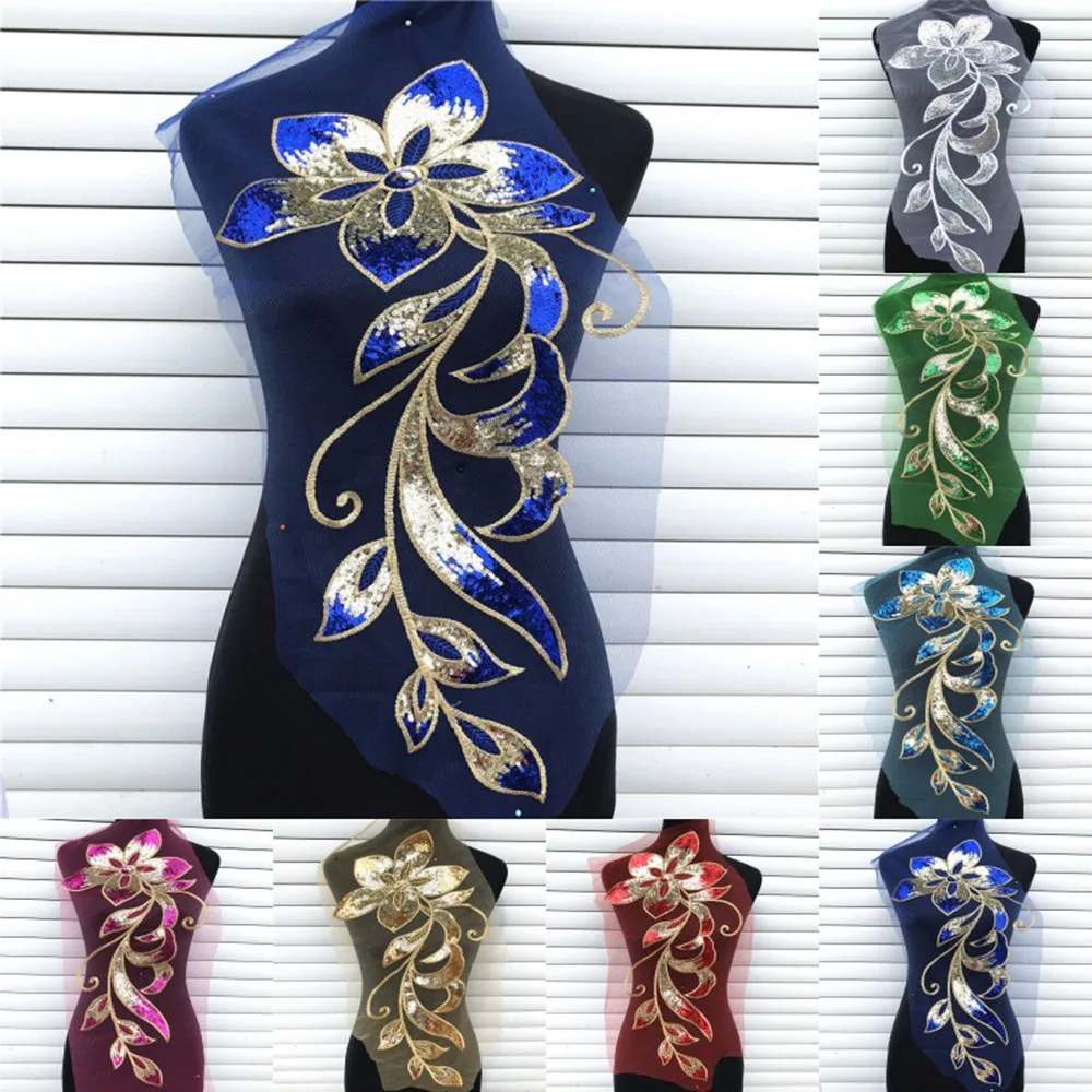 Нашивка с блестками вышитая Цветочная аппликация блестки ткань для одежды