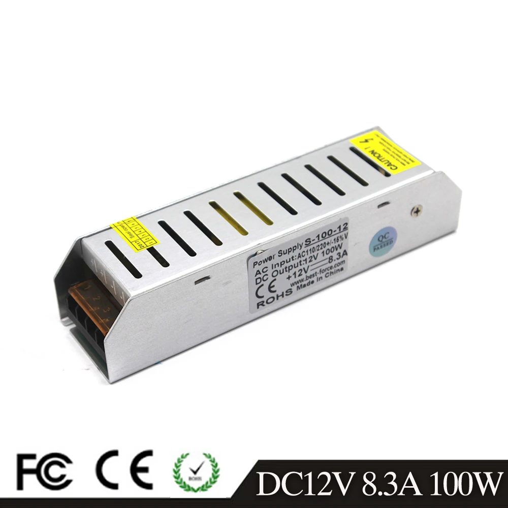Выключатель питания DC12V 8.3A 100 Вт Светодиодный драйвер светильник трансформатор 110