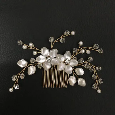 Miallo элегантные свадебные гребни для волос для невесты Кристалл Стразы Жемчуг женские шпильки свадебный головной убор аксессуары для волос - Цвет: Gold