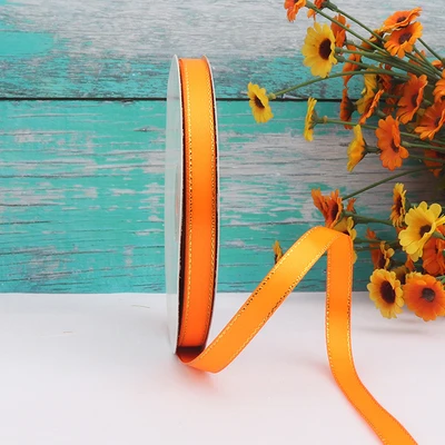 6mm Double Face Golden Edge Satin Red Ribbon for Preserved Fresh Flower Ball Gifts Decoration Party DIY Fabric Christmas Pack | Дом и сад