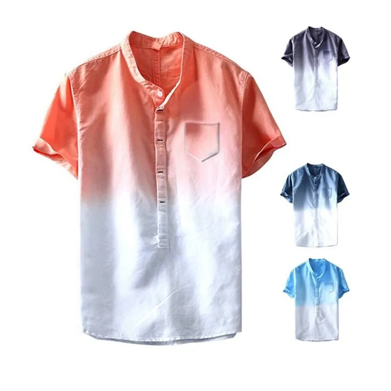 Летняя Повседневная рубашка Топы с коротким рукавом мужская крутая и тонкая