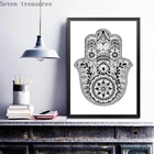 Расписанный вручную Амулет Хамса ручная работа Фатима Художественная печать на холсте картина постер арабский домашний декор Настенная картина Хамса ручная работа