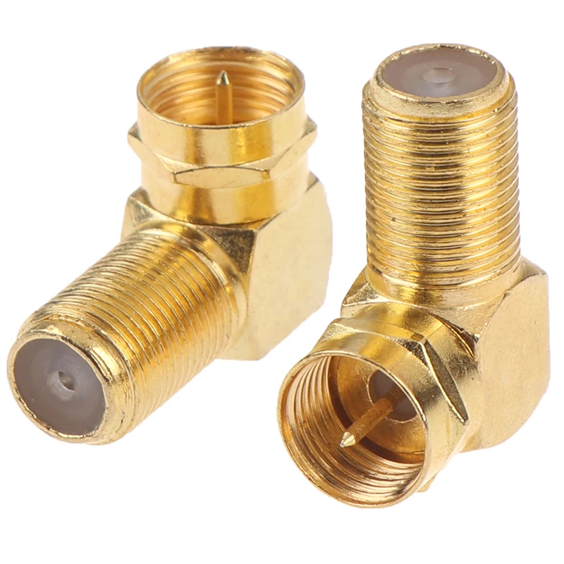 

1PC Copper Gold plated F Male Plug to F Female Jack Right Angle Adapter 90 Degree Coax TV F Connector 1PC